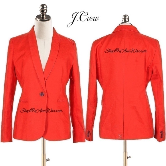 J.Crew NWT bright sunset red/orange linen one button blazer *shop@iamwarrior - Picture 3 of 4